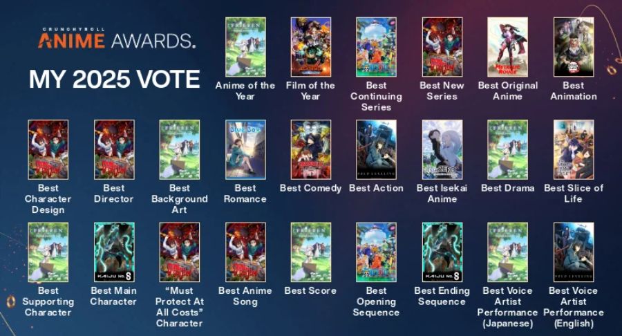 Crunchyroll Anime Awards 2025 có những hạng mục nào nổi bật