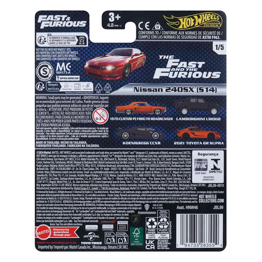 Đồ Chơi Mô Hình Siêu Xe Premium Fast&Furious Nissan 240SX (S14) HOT WHEELS HNW46